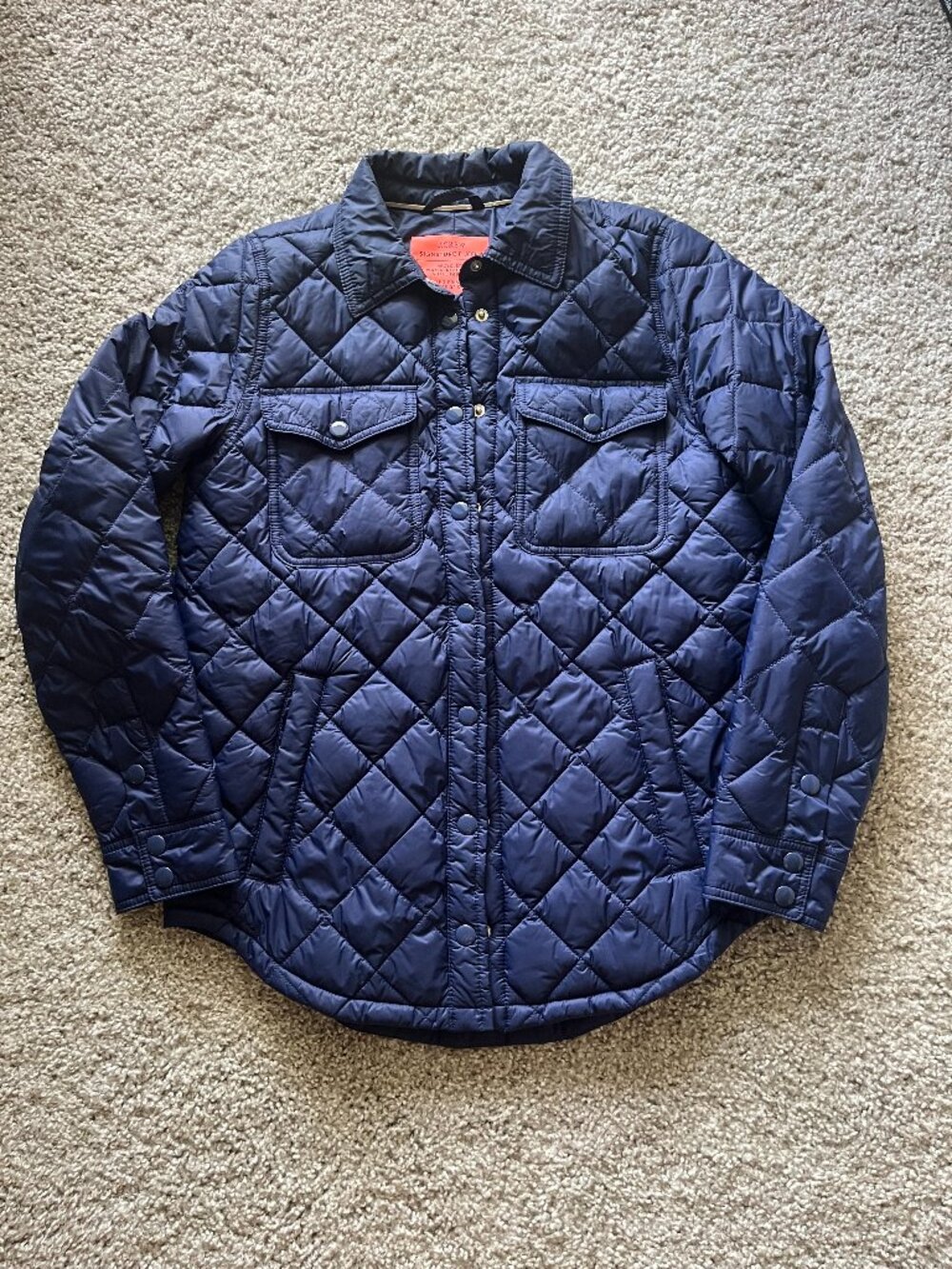 Blue J. Crew Collared Lightweight Primaloft Signature Puffer Jacket XXS